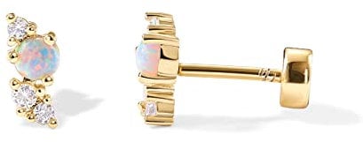 PAVOI 14K Gold Plated Solid 925 Sterling Silver Post Cubic Zirconia Flat Back Earrings for Women,Cartilage Earring,Helix Piercing Jewelry,Small Stud Earrings,Trinity, Gold Plated, Cubic Zirconia