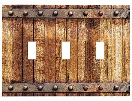 Farmhouse Barn Door Triple Toggle Lichtschalter Cover 3 Gang Decora Wandplatte Elektrische Schaltplatte Dekorative Frontplatte für Zuhause Küche Dekor