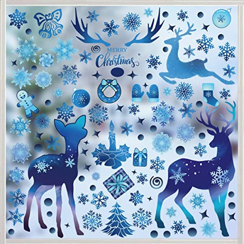 214 Stück Weihnachtsfensteraufkleber,Weihnachts Aufkleber Fenster,Fenstersticker Schneeflocken,Fensteraufkleber Weihnachten Wiederverwendbar,Rentier Aufkleber,Fensterbilder Winter