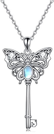 VENACOLY Schmetterling Halskette Mondstein 925 Sterling Silber Schlüssel Anhänger Schmuck Geburtstag Geschenke für Frauen