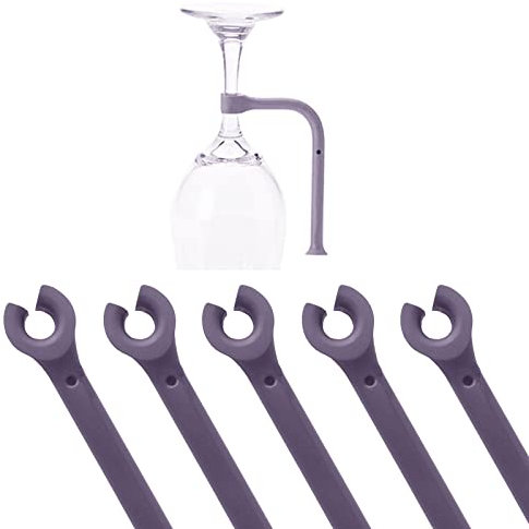 Zaky Lot de 10 supports pour verres à vin en silicone pour lave-vaisselle - Gris