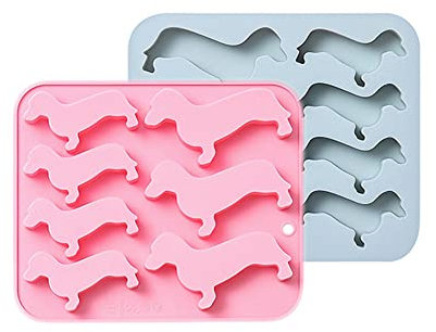 CANDeal 2 Stück Silikon-Eiswürfelform Mit Dackel-Hundeform, Eiswürfelformen In Lebensmittelqualität Für Eis-Leckereien, Süßigkeiten, Schokoladenkekse
