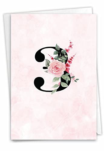 NobleWorks - Papierkarte zum 3. Meilenstein-Jahrestag mit 12,7 x 17,8 cm Umschlag (1 Karte) Floral Work 3 C10496MAG-WA