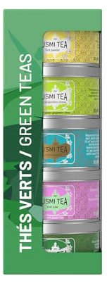Kusmi Tea - Geschenkset Grüner Tee Bio - Spearmint Tee, Jasmintee - Geschenkset Green Teas bio - Losen Tee - 5 Dosen zu 25g - Idee Geburtstagsgeschenk für Frauen und Männer