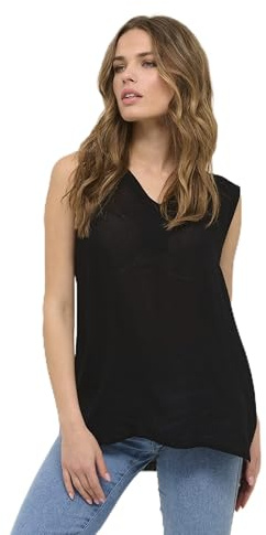 KAFFE Top KAamber Damen Tank Top Ärmellos Sommer Oberteile V-Ausschnitt BlusentopTanktops Bluse 46, Black deep