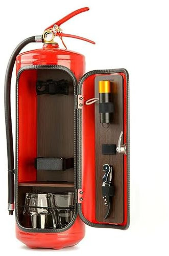 BradOc Feuerlöscher-Minibar, Neuheit Feuerlöscher-Minibar für Whisky Liebenden Feuerwehrmann, Wein Aufbewahrungsboxen, Handgefertigte Metall-Minibar-Geschenk,Rot