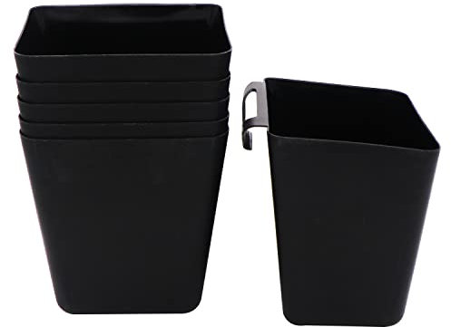 DUTWROY Aufbewahrungskorb zum Aufhängen 6 Stück Schwarz Hängebehälter Plastik Hängekörbe Hängebehälte mit Haken 12 x 9.5 x 12,5 cm (L x B X T) für den einem Servierwagen Küchen Garten