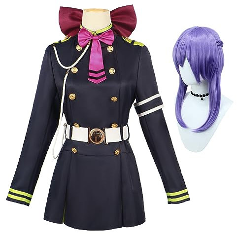 Gooyeh Seraph des Endes Cosplay Kostüm Krul Tepes/Shinoa Hiiragi Anime Kostüm Kind/Erwachsener Cosplay Kostüm Halloween Cosplay Damenkostüm Komplett Set mit Perücke