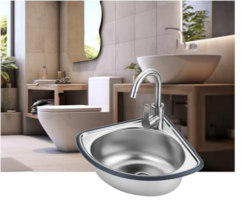 GOCHUSX Fregadero Esquinero De Cocina, Cuenco Individual De Acero Inoxidable 304, Lavabo Montado En La Pared, Lavabo Triangular, Lavabos Esquineros para Lavar A Mano (Color : Silver, Tamaño : B3(34x