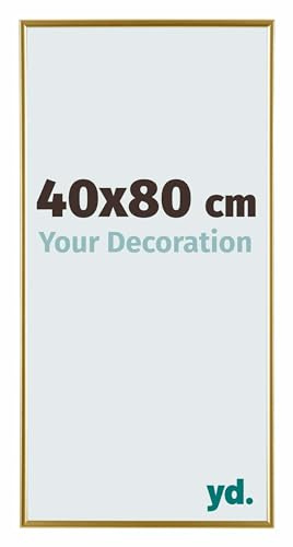Your Decoration - Bilderrahmen 40x80 cm - Gold - Bilderrahmen aus Kunststoff mit Acrylglas - Antireflex - 40x80 Rahmen - Evry