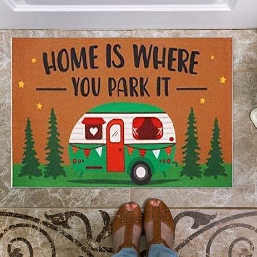 MIAOMANSENSTORE Door mat indoor Camping Home Is Where You Park It Doormat, Camping Lovers Home Decorative Welcome Doormat Home Decor