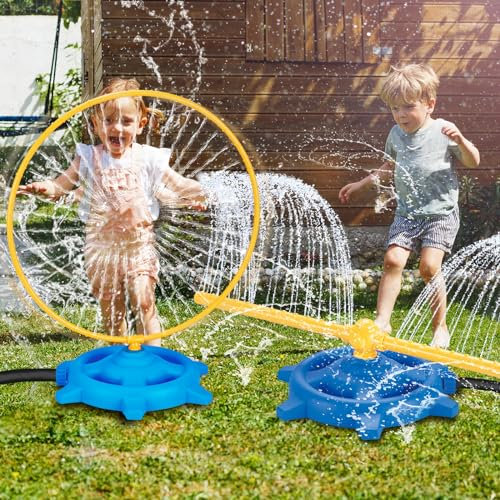TERRAMUS 2 IN 1 Wasser-Sprinkler für Kinder, Kleinkinder Sprinkler mit Sprühdüsen im Freien Spielen draußen Spielzeug für Mädchen Jungen im Alter von 3-5 4-8 Sommer Hinterhof Rasen Spiel Sprinkler