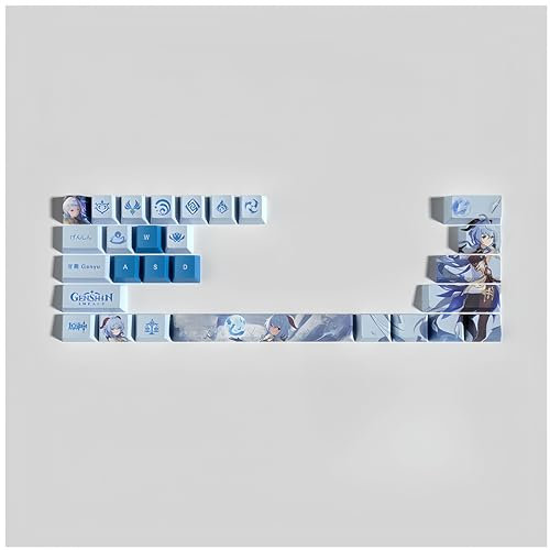 Genshin Impact Tastenkappen, 29 Tasten, OEM/PBT Thermosublimation, benutzerdefinierte Tastenkappen für 61/64/87/104 Cherry Gateron MX Schalter, mechanische Tastaturen (Ganyu)