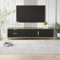 Ymkua TV Schrank, TV Lowboard, TV Möbel mit Türen und Schubladen, Fernsehtisch mit Stauraum, TV-Ständer mit Goldenen Griffen und Füßen, TV Tisch, Fernsehschrank für Wohnzimmer, 175x40x45 cm (Schwarz)