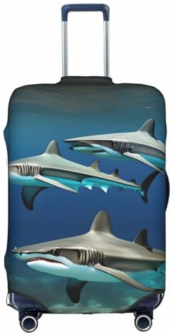 BREAUX Hammerhead Sharks Print Gepäckhülle Gepäckschutzhülle Trolley Reisekoffer Schutzhülle, weiß, M
