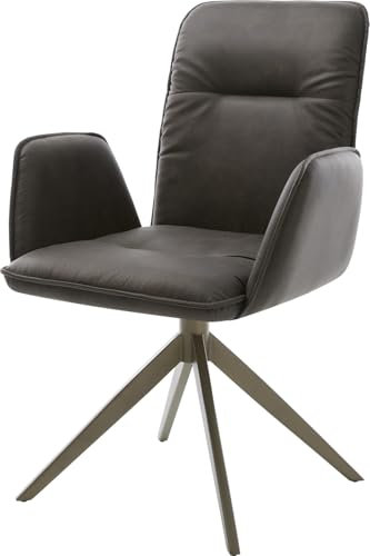 Esszimmerstuhl Vinja-Flex Kreuzgestell breit Effektfinish Titan Mikrofaser Anthrazit Vintage 360° drehbar