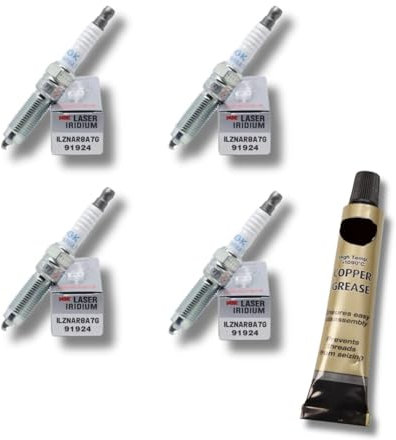 4x Zündkerzen von NGK passt für Ford Focus III 1.5 EcoBoost 110/134kW 2014-2018 + Kupferfett