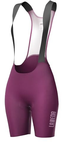 LAMEDA Fahrrad Trägerhose Fahrradhose Damen Kurz Gepolsterte Bib Shorts Sommer Atmungsaktiv Elastisch Radhose für Radfahren Rennrad Rot M