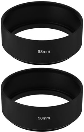 ECSiNG 2 Pezzi Paraluce Per Obiettivo Della Fotocamera Compatibile Con Obiettivi Con Filettatura Da 58 Mm Paraluce A Vite Da 64x24,1 mm Paraluce In Lega Di Alluminio A Fuoco Medio Nero