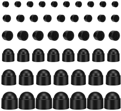 210Pcs Black Plastic Dome Nut, 6 Sizes Bolt Protection Caps Cover, Dome Head Decorative Cap Nuts, Thread Bolt Cover Cap, Hex Head Bolt Covers, Hex Acorn Cap Nuts Assortment Kit for Matching Screws