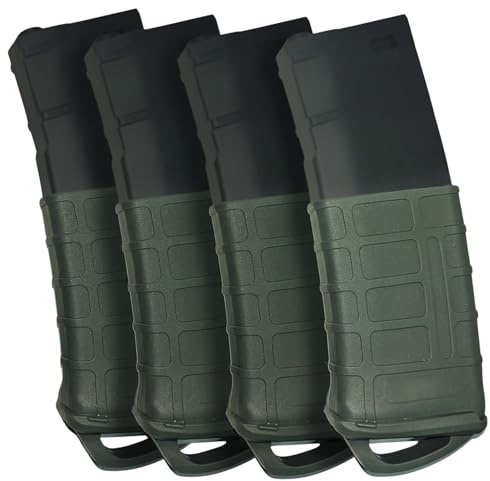 Sibo - Schutzabdeckungen (4er-Pack) für Airsoft Magazine AR/M4/M16 (STANAG/PMAG) – Rutschfestes Silikon, Schnellzugriff, kompatibel mit Mid/Hi/Low/Real-Cap (Grün)