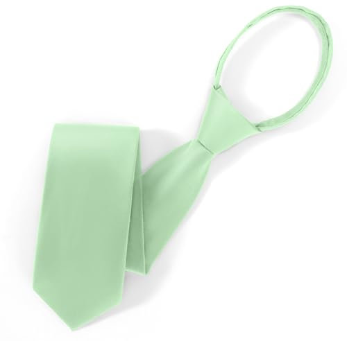 UETLRO Vorgebundene verstellbare schwarze Herren-Krawatte mit Reißverschluss, 8 cm, Salbeigrün, Medium