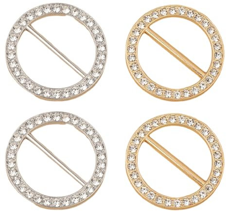 MIRKUZI Broches et pins pour femme Lot de 4 boutons d'écharpe en soie pour femme, en zircone cubique, pour T-Shirt, Clip pour robe, chapeau, ceinture, écharpe, Clip décoratif