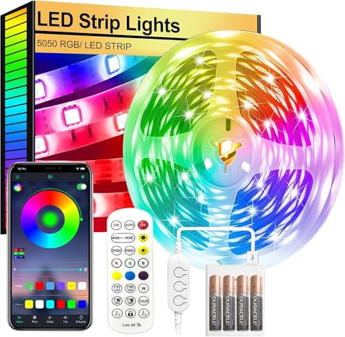 FUPT Tira LED TV,Tira de Luces de 4m Con Pilas Para, 5050 RGB color variable LED y control remoto para cine en casa, cocina, dormitorio, salón