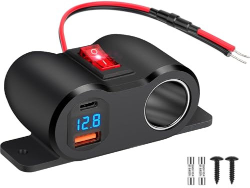 Linkstyle USB Steckdose Zigarettenanzünder Splitter, QC3.0 USB A & PD USB C Port Autoladegerät Splitter für 12V/24V Auto RV Boot