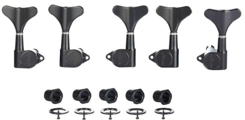 KAISH Lefty 3L2R 5 cordes 18:1 Accordeurs de basse scellés pour guitare basse gaucher pour basse acoustique/électrique de style Ibanez/Yamaha Noir