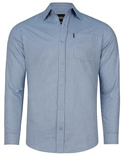 Muraka Premium Oxford Cotton Button-Up Shirt, Long Sleeve, Regular Fit (UK, Alpha, M, Regular, Regular, Sky Blue)