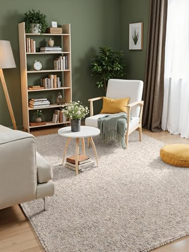 Elle Decoration Rocco - Flachgewebe Teppich, Maschinen Waschbar, Woll Optik, Langlebig & Nachhaltig, Modern, Skandi Look für Wohnzimmer, Esszimmer, Schlafzimmer, Flur - Creme Multifarben, 240x340cm