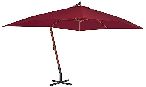 Homgoday Ampelschirm mit Holz-Mast 400x300 cm Bordeauxrot Rasen, Garten Model44493