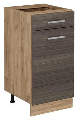 Vicco Küchenunterschrank R-Line, Schubladenschrank für die Küche, Edelgrau, 40 cm ohne Arbeitsplatte