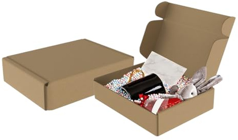 Aufun 20 Stück Flache Versandkartons aus Wellpappe Postboxen, 20x15x5cm | Maxibriefkarton Braune Faltschachteln als Dokumentenbox, Geschenkverpackung & Warensendung, für Post, Lager & Büro