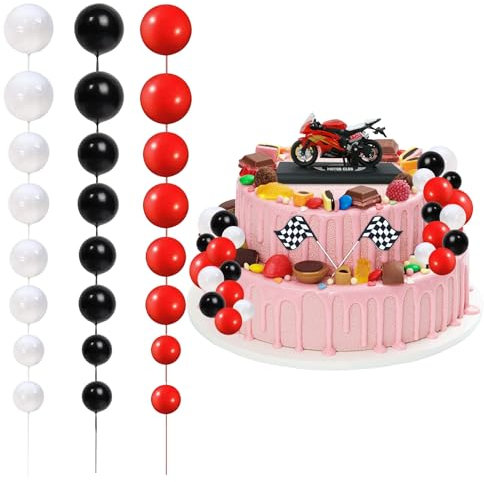 Wasise Motorbike Cake Topper - 27 Pcs Birthday Cakes Decorations Men, Cake Decorations for Men, Funny Model Motorbike Cupcake Topper Personalised for Boys, DIY Racing Flag Decoration Accessories