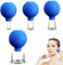 Lot de 4 ventouses en verre avec boule d'aspiration en silicone, 4 tailles, massage du visage contre les tensions et la cellulite, détoxification, peau raffermie (bleu)