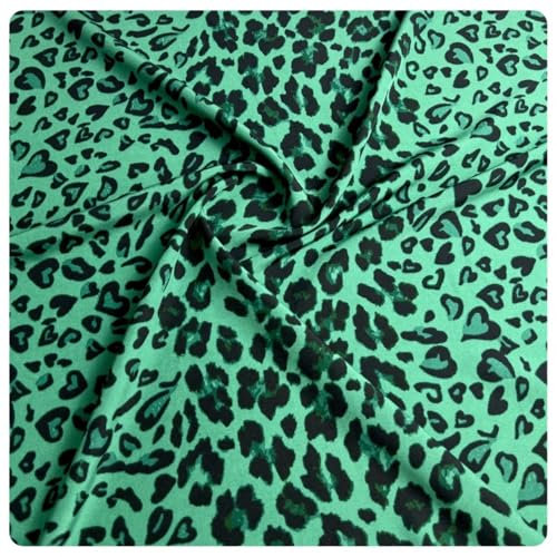 AMateschitz Leopardenmuster Stoff Tier Leopard Quilten Stoff Meterware Patchwork Quiltingstoff Bündel Bedruckter Stoffpakete Patchwork Nähstoff Kleiderstoff Quadrate Bündel 100 * 150cm Dunkelgrün#