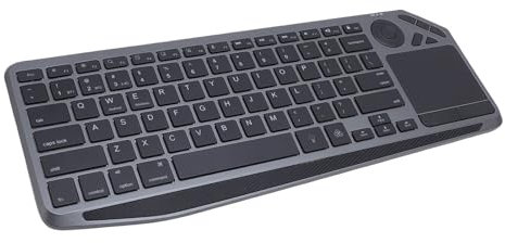 Wireless Touch TV Keyboard, 7-Colors Backlit Bluetooth Keyboard with Easy Media Control and Built-in Touchpad, Connect 3 Devices Simultaneously, for PC, TV, Android & Wins