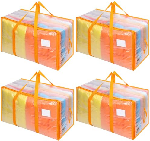 Dntorx 4 Pack 105L Moving Bags Clothes Storage Bags Drom Packing Box, Orange