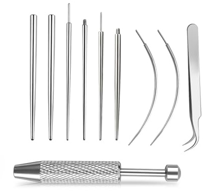 DONGFENGLION Piercing Set, 316L Edelstahl Nasenpiercing, mit Insertion Piercing Kugel Aufdreher Piercing Nadeln Für Ohr Nase Lippe Bauch Ohrloch Stecher Set & Piercing Nadel Für Pier cing Set Stechen