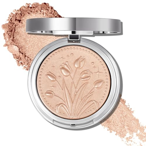 UCANBE Sparkle Bomb Gebackener Highlighter Puder, High Gloss Illuminator für Gesicht & Körper, Diamond Glow Schimmer Makeup, Seidige Textur & Intensiver Glanz (04 Champagner)
