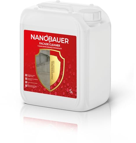 Fassadenreiniger Außenreiniger | NANOBAUER Facade Cleaner | Außenreiniger Schmutzentferner für mineralische, Beton-, Ziegel-, Kalksandstein-, Naturstein- und Keramikfassaden | Kapazität 5L