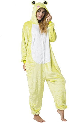 Katara 1744 -Frosch Kostüm-Anzug Onesie/Jumpsuit Einteiler Body für Erwachsene Damen Herren als Pyjama oder Schlafanzug Unisex - viele Verschiedene Tiere