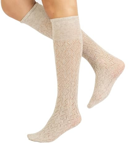 CALZITALY PACK 1/2 Pares Medias hasta la rodilla invernales, Calcetines hasta la rodilla de algodón, Calcetería Italiana (Chevron Beige, Talla Unica)
