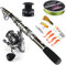 Sougayilang, Teleskopangel/Angelrolle, Kohlefaser-Angelrute/Spinnrollen, ideal für Reisen, zum Angeln in Salzwasser und Süßwasser, Fishing Full Kits Without Carrier Case, 1.8M/5.91FT