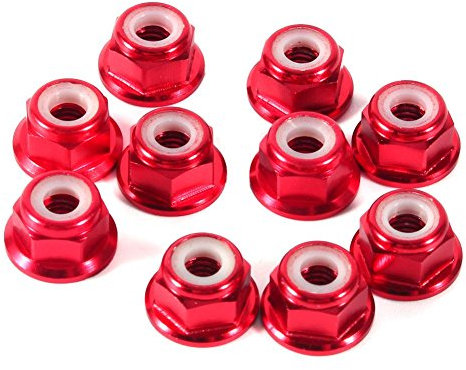 Dadi Autobloccanti Esagonali, 10 Dadi M4 In Alluminio CNC con Flangia in Nylon Dado Autobloccante in Metallo Rosso Scuro Dadi di Serraggio
