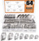 Keadic 64Pcs 304 Stainless Steel Range Worm Gear Hose Clamps Assortment Kit（8-38mm）,Adjustable Fuel Line Clamp for Water Pipe, Plumbing, Automotive and Mechanical Application
