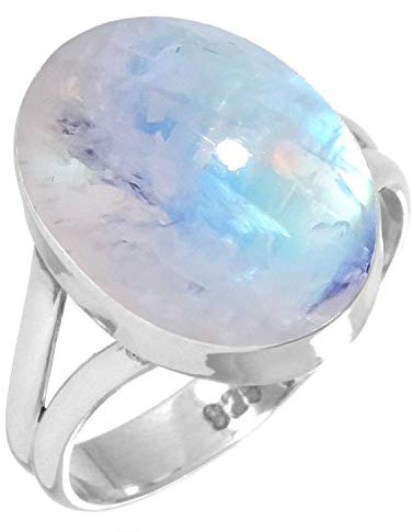 Jeweloporium Weiß Echt Mondstein 925 Silber Ringe für Frauen Edelstein viktorianisch Silber Ringe Größe 56(17.8) Weihnachten - Geschenk Handgefertigt Schmuck