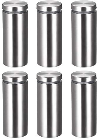 sourcing map 6 Stück Abstandshalter 25×62mm（Dia*H） Edelstahl Schilderhalter | Werbeschraube Abstandsschrauben für Schilder Displays, Silber